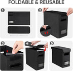 BALEINE File Organizer Box with Lid, Collapsible File Folder Organizer with Plastic Slide, Hanging File Folder Box for Office