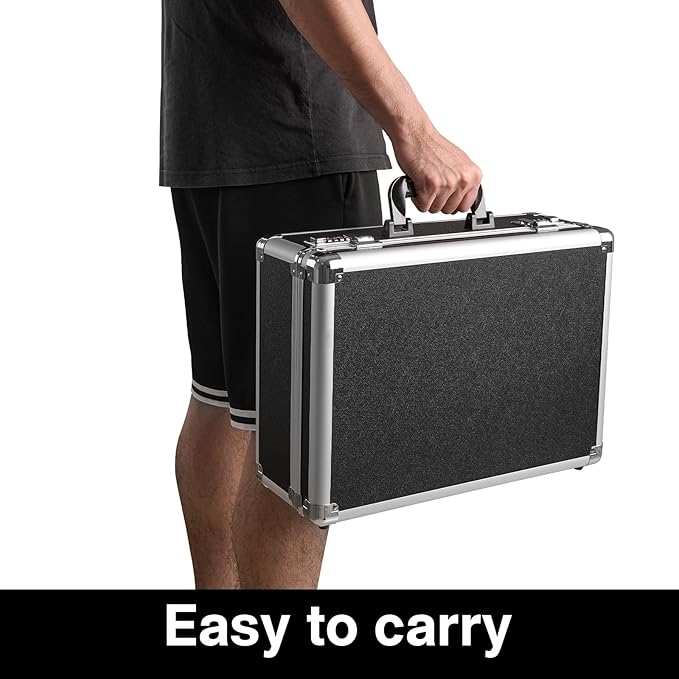 LOCKCURX File Organizer Storage Box - 16.9 x 12.2 x 6.3 Inch Large, Portable Locking Storage Totes with Dual Combination Lock