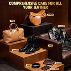 7-in-1 Leather Care Kit, Saddle Soap for Leather, Mink Oil 3.52oz for Leather Boots with 2 Horsehair Brush, Portable Leather 