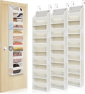 3-Pack Small Over the Door Hanging Organizer, 6 Clear Pockets and 6 Mesh Pockets, 11.8” Wide for Narrow Cabinet Doors, French