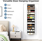 Mefirt Over The Door Organizer, 6 Shelf Door Hanging Organizers with 6 Large Capacity Pockets, Behind Door Storage Hanging Sh