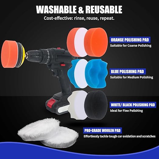 133 PCS Sanding Disc Drill Polishing Kit Sanding Attachment, 3 Inch Wet Dry Headlight Restoration Kit, Hook and Loop Sandpape
