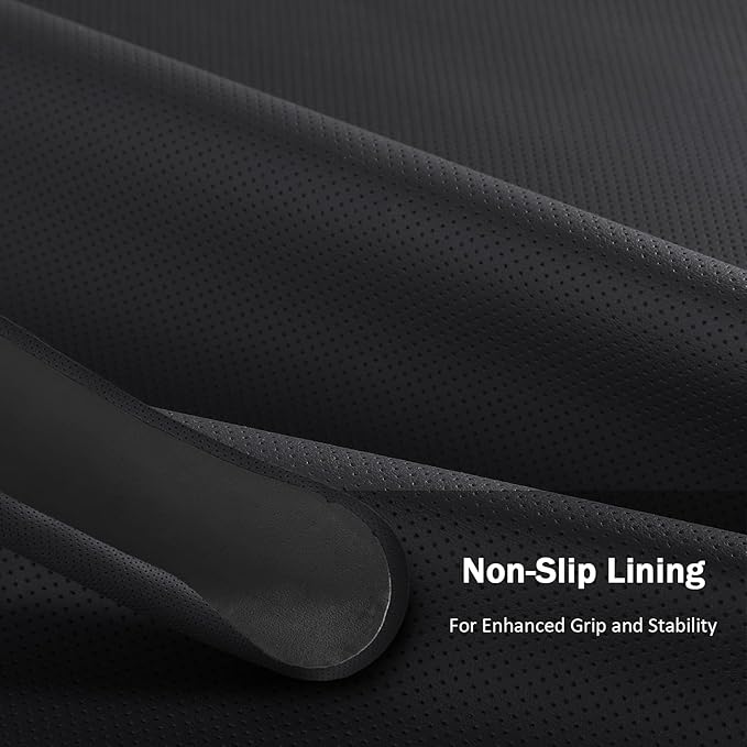 3-Piece Leather Steering Wheel Cover for Ford Mustang Mach-E 2021-2026, Custom Fit Clip-On Quick Installation Ultra-Thin Form-Fitting Interior Car Accessories for Men Women(Black Hole)