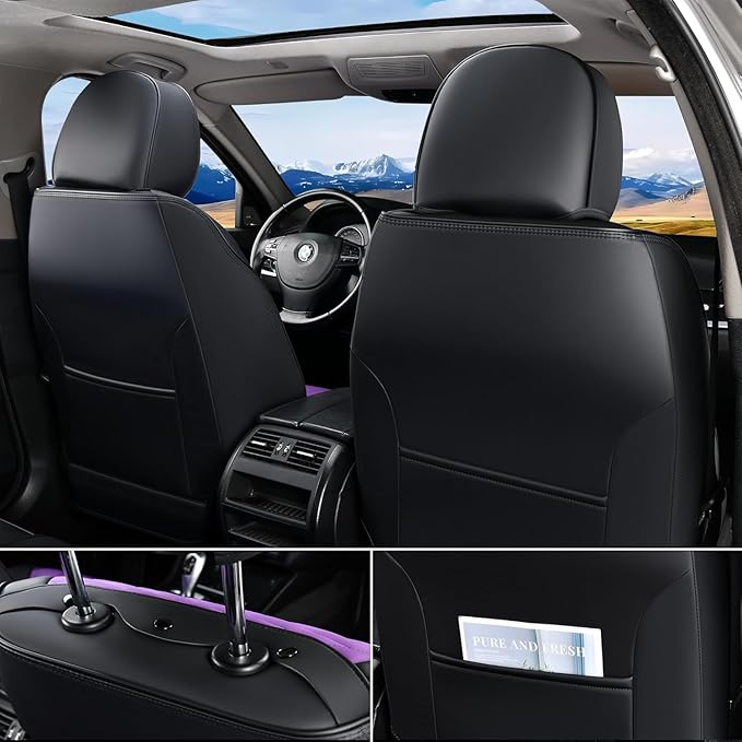 FLORICH Leather Seat Covers for Car Waterproof Front Seat Covers 2 Pack Purple Car Seat Cover Universal Driver Seat Protector