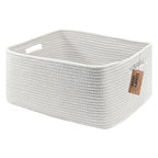 COMFY-HOMI Cotton Rope Woven Basket with Handles for Shelves,Toys,Book, Cloth Storage Baskets for Organizing-17" x 13" x 7.5"