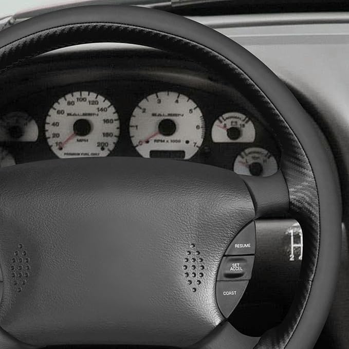 MEWANT Hand Sewn 3D Style Steering Wheel Cover Wrap for Ford Mustang 1994-2004 Steering Wheel Accessories for Ford Mustang 1994-2004