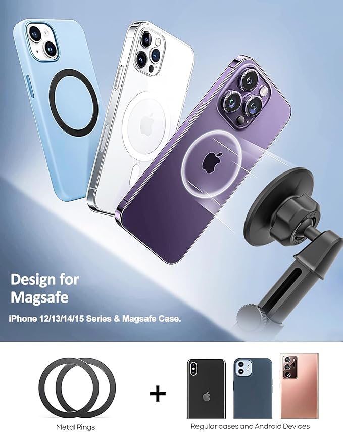 Car CD Slot Phone Mount Magnetic, Car CD Player Phone Holder Mag-Safe with Telescopic Arm [Upgraded Powerful Magnet] for iPhone 15/14/ 13 Series, MagSafe Case & Other Android Phones