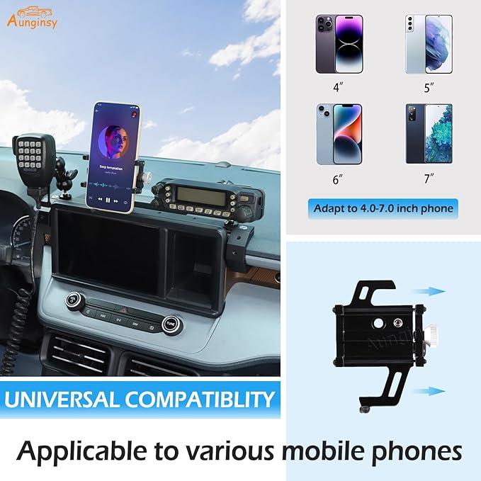 Aunginsy Dashboard Phone Holder Compatible with Ford Maverick 2022 2023 2024, Car 8-inch Navigation Screen Upper Panel Fixed Clip with Mobile Phone Stand/Walkie Talkie Bracket/Radio Mount Accessories