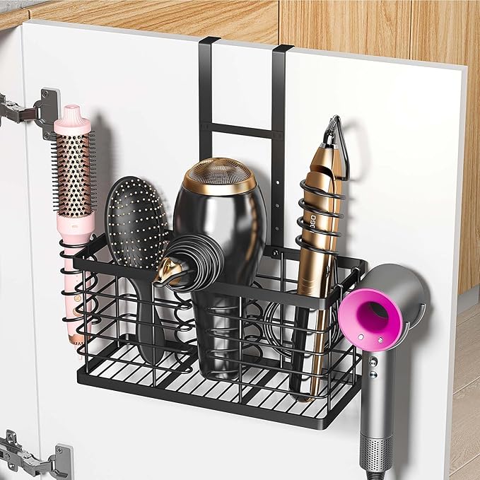 Sevenblue Hair Tool Organizer, 3-in-1 Universal Hair Dryer Holder, Adjustable Height Metal Blow Dryer Holder Wall Mounted/Ove