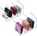 YAGELI Clear Acrylic Purse Organizer for Closet, 3-4 Section Desk File Sorter, 2.95" Wide Slots for Clutches, Handbags, Binde