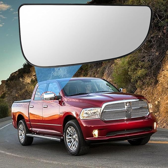 Passenger Right Side Lower Mirror Glass Replacement，For 2010-2020 Dodge Ram 1500 2500 3500 4500 5500 Towing Model, 68067730AA，Right Pass Convex Lower Mirror Glass， with Bracket
