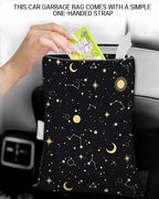 Car Trash Can, Durable Hanging Car Trash Garbage Bag, Cute Automotive Garbage Cans Organizer, Cute Golden Moon Star