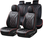 Coverado Car Seat Covers Full Set, Seat Covers for Cars, Front Seat Covers and Back Seat Cover Waterproof Leather Automotive 