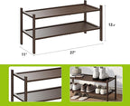BMOSU 2-Tier Bamboo Shoe Rack Premium Stackable Shoe Shelf Storage Organizer for Hallway Closet Living Room Entryway Organize