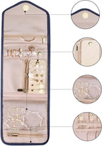 BAGSMART Travel Jewelry Organizer Case Foldable Jewelry Roll for Journey Rings, Necklaces, Earrings, Bracelets,Mini,Smokey Bl