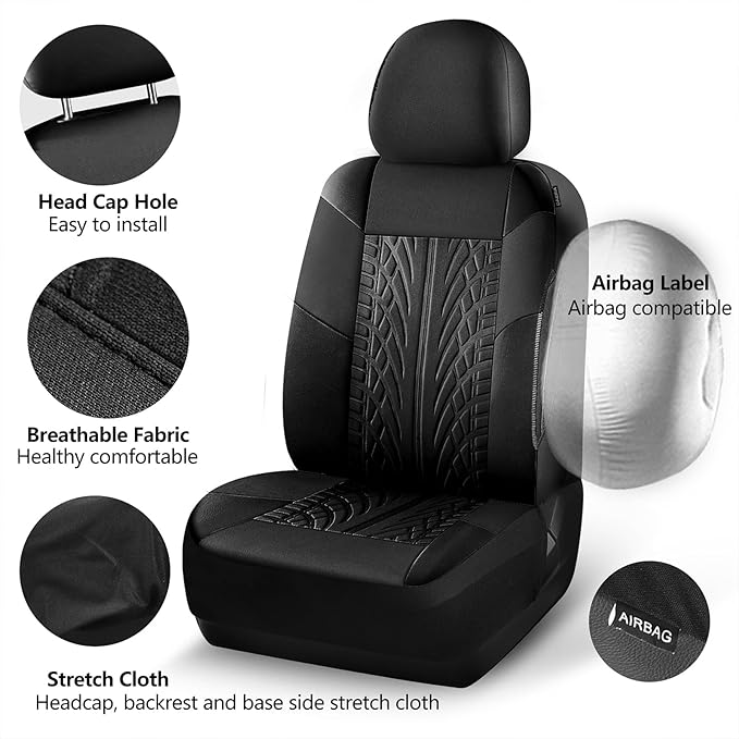 Car Seat Covers Premium Cloth, Washable Seat Covers, Car Seat Covers Front Seats, Elastic Fabric Airbag Compatible Automotive