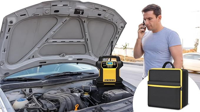 Car Jumper Starter Storage Bag Compatible with DEWALT DXAEJ14 Digital Portable Power Station Air Compressor, Carrying Case