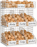 X-cosrack Egg Holder Countertop, 3 Tier Egg Rack with Labels Dividers to Separate Eggs, Stackable Wire Baskets for Fresh Egg,