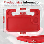 JUSTTOP Car Steering Wheel Desk, Red (ABS, Rectangular), Multipurpose Travel Tray for Eating, Laptop, Tablet, iPad, Cup Holder, Compatible with Most Cars