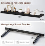 Fun Memories Floating Shelves for Wall 40 Inch Set of 3, Farmhouse Floating Shelves with Invisible Heavy Duty Bracket, 10 Inc