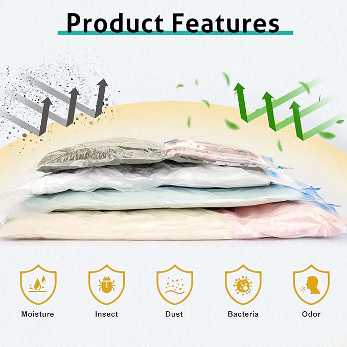 12 Pack Small Travel Vacuum Storage Bags, Portable Vacuum Seal Bags for Clothing Travel with Pump, Space Saver Bag for Luggag