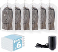 Hanging Vacuum Storage Bags with Electric Pump, 6 Pack (41.3 x27.6 inch), Vacuum Seal Bags for Clothing, Garment Storage for 