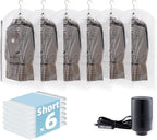 Hanging Vacuum Storage Bags with Electric Pump, 6 Pack (41.3 x27.6 inch), Vacuum Seal Bags for Clothing, Garment Storage for 