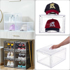 Attelite Upgrade Harder Solid Plastic Hat Organizer for Baseball Caps, 8 Pack Stackable Hat Storage Box with Clear Magnetic D