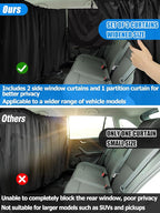 PAMASE Set of 3 Car Window Shades - 95% Light Blocking Sunshades, 1 Privacy Divider Curtains & 2 Side Window Covers, Wide Sedan SUV Accessories for Kids Baby Travel Camping Nap Sleeping