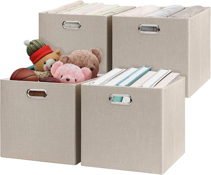 Posprica Storage Cube Basket Bins,13×13 Foldable Storage Boxes for Closet Organizer Shelf Cabinet Bookcase,Thick Fabric Drawe