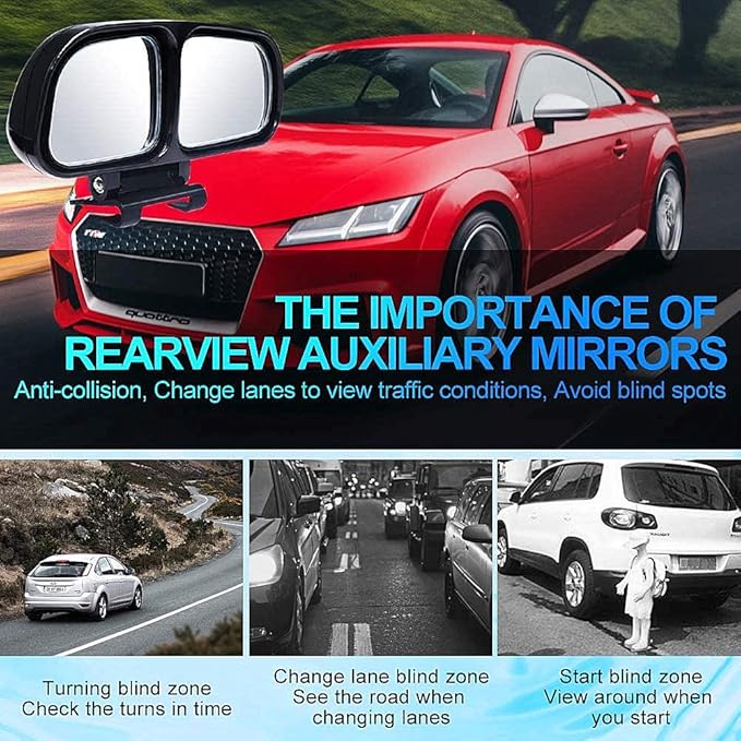 Car Blind Spot Mirror Exterior Retrofit Rearview Wide Angle (Left-2)