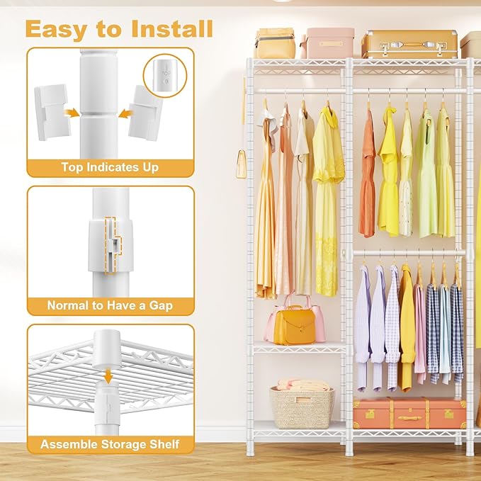 Ulif H50 Extra Large Clothes Rack, Heavy Duty Garment Rack, Freestanding Portable Closet, Clothing Racks for Hanging Clothes,