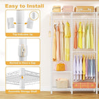Ulif H50 Extra Large Clothes Rack, Heavy Duty Garment Rack, Freestanding Portable Closet, Clothing Racks for Hanging Clothes,
