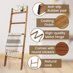 Blanket Ladder, 5-Tier Wooden Quilt Stand, Decorative Ladder Shelf, Leaning Shelf, Wall Leaning Blanket Ladder Towel Storage 