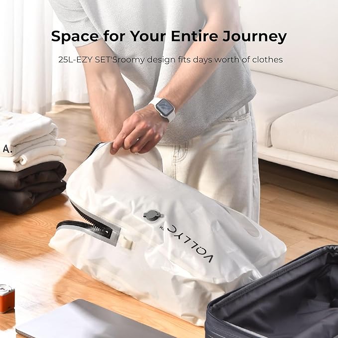 25L Waterproof Travel Vacuum Bags with Pump, Tear-Resistant Design,Lightweight Compression Storage, Durable Vacuum Seal Bags 