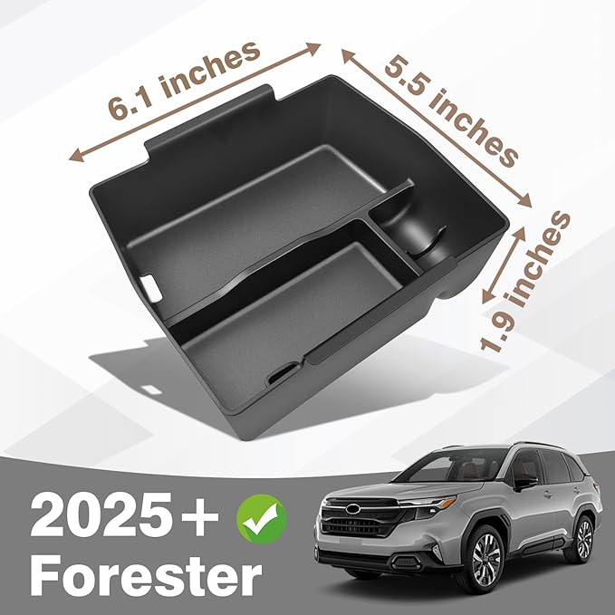 Muslogy Upgraded Center Console Organizer Compatible with 2025 Subaru Forester Middle Armrest Storage Box Insert Tray Cable Holder Interior Accessories Easy Removal (Brown) Won't fit 2026