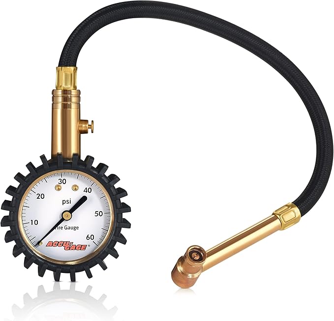 Accu-Gage RRA60X Professional Tire Pressure Gauge with Protective Rubber Guard (60 PSI)