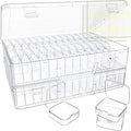 Bead Organizer Box, 120 Pack Small Clear Storage Boxes with Labels, Large Travel Craft Case with Handle, Mini Plastic Contain
