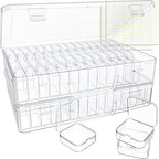 Bead Organizer Box, 120 Pack Small Clear Storage Boxes with Labels, Large Travel Craft Case with Handle, Mini Plastic Contain