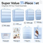 Veken 11 Set Compression Packing Cubes for Travel Essentials,Compressible Expandable Large Luggage Suitcase Organizer Bags fo