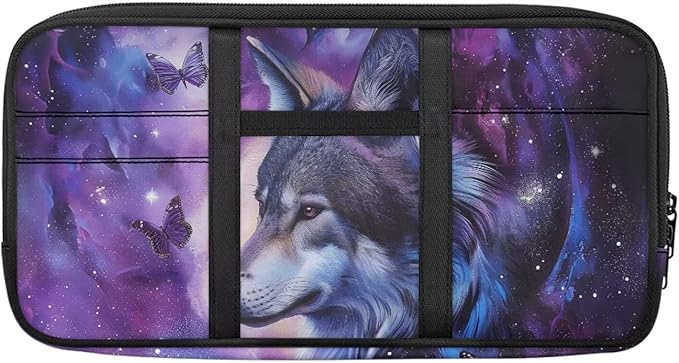 Wolf Car Sun Visor Organizer Card Cash Pouch with Multi-Pocket Pouch Case Bag for License Pen Key Auto Interior Accessories for SUV