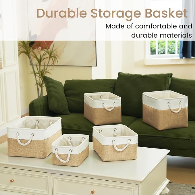 Large Storage Baskets- 15.7x11.8x8.26 inch Storage Bins for Shelves and Closet Organizing, Foldable Fabric Bin for Home Organ