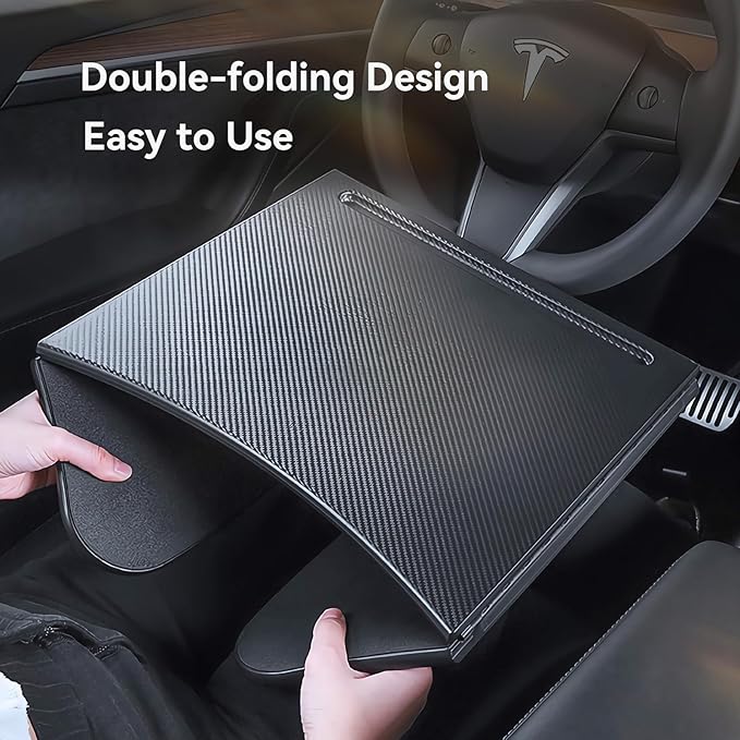 2024 Upgraded for Tesla Model Y/3 Accessories [Dual Folding,More Convenient] Car Tray Table for Eating，Working,Camping,Food Laptop Desk for Front and Rear Seats, Driver and Passenger