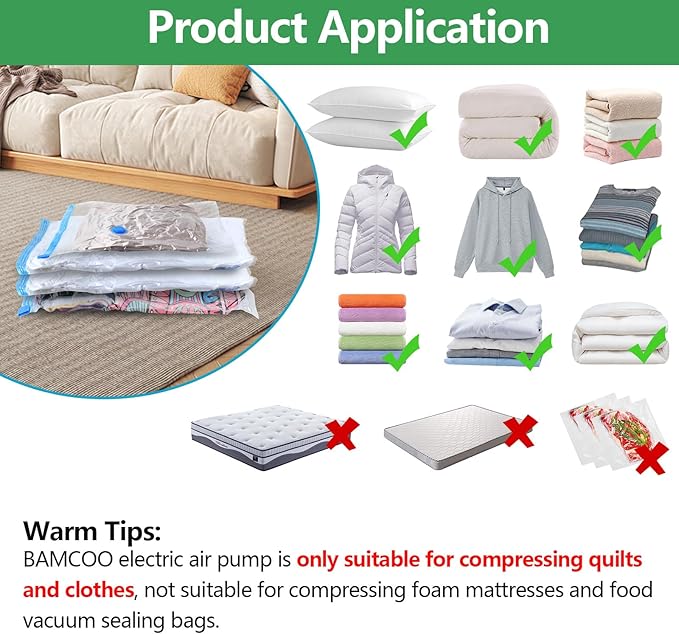 Electric Pump for Vacuum Storage Bags, Travel Vacuum Pump for Various Vacuum Seal Bags Portable Vacpack Air Pump for Compress