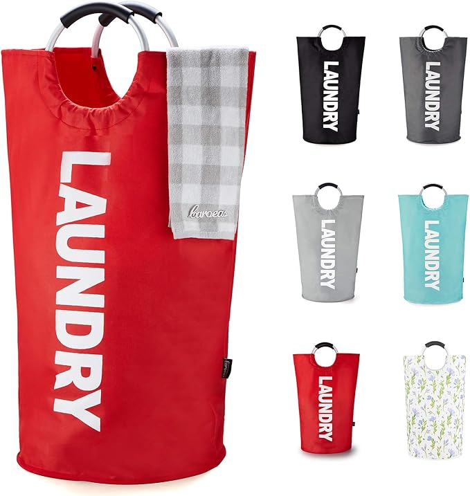 Caroeas 100L Laundry Basket,Large Laundry Hamper, Laundry Bag with Padded Handles, Clothes Hamper Stands Up Well, Collapsible