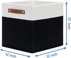 Temary Foldable Storage Cubes Set of 4 - Organizers with Handles, Decorative Storage Boxes for Home, Office (White&Black)