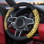 ZHOL Animal Texture Leather Steering Wheel Cover, Built-in Non-Slip Rubber Ring, Non-Toxic, Odorless, Not Fade, Suitable for 