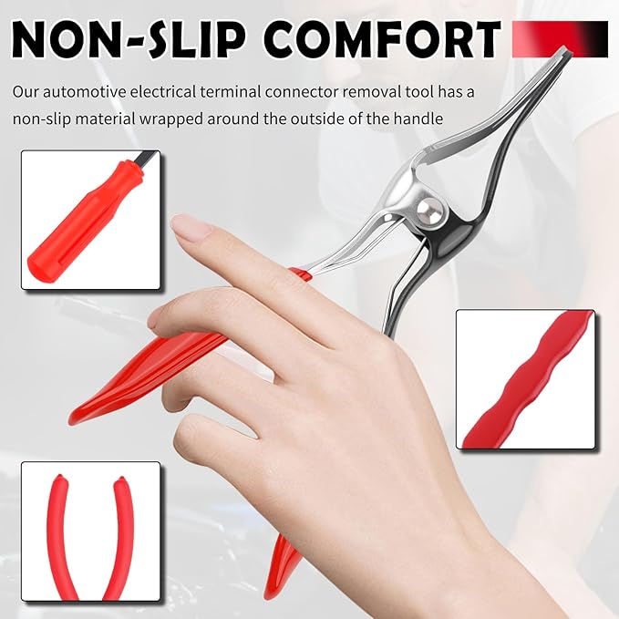 7PCS Automotive Electrical Terminal Connector Separator Removal Tool Kit,60°/Straight/Dual Head Electrical Disconnect Pliers 