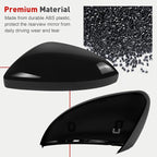 Left Driver Side Mirror Cap Compatible with Volkswagen Jetta 2019-2025, Door Rearview Mirror Cover Fit for Jetta US Version Without Turn Signals Replace 17A857537AGRU 17A857537GRU - Glossy Black