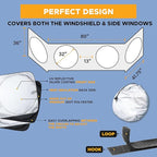 Semi-Truck Sun Shade for Windshield and Side Window | 300T Sunshade Maximum Coverage | Block Sun Heat Rays | Keep Warm in Winter for Semi, Commercial & Big Rig Truck, RV, Boat